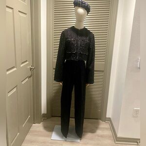NWT Wool Blend Black/Blue Tweed Jacket & Pants. Suit by H&M Size XS.